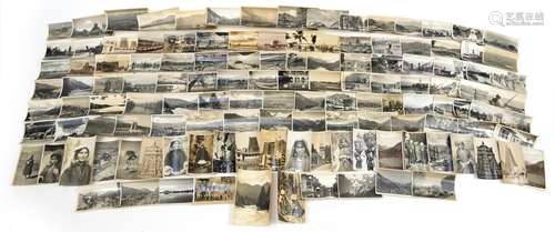 Collection of real photographic postcards and photographs re...