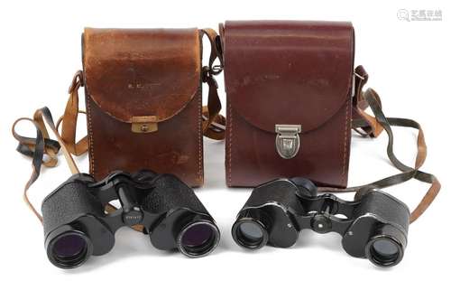 Two pairs of Carl Zeiss Jena binoculars with cases comprisin...