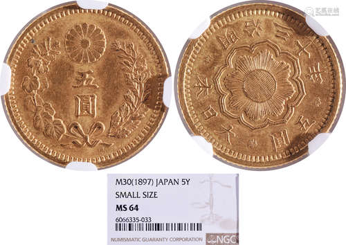 日本 明治30年 $5 金幣 #6066335-033