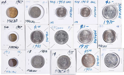 澳門 1￠1952x1,1967x1, 10￠1967x1, 50￠1952x2,1973x1, $1 1975x4...