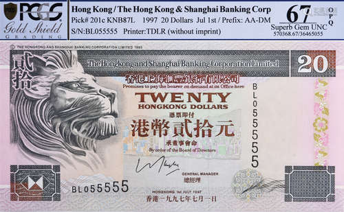 HSBC1997年 $20 #BL055555