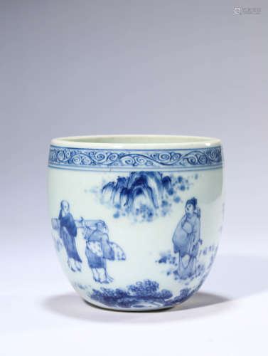 A Blue And White Figure Jar