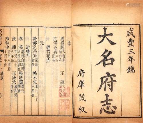 清·朱煐等 纂修 武蔚文 续修 清咸丰四年(1853)刊本 大名府志 二十...