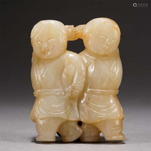 A JADE CARVING OF BOYS