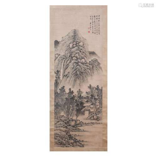 A CHINESE PAINTING OF MOUNTAINS LANDSCAPE,SIGNED GONG XIAN