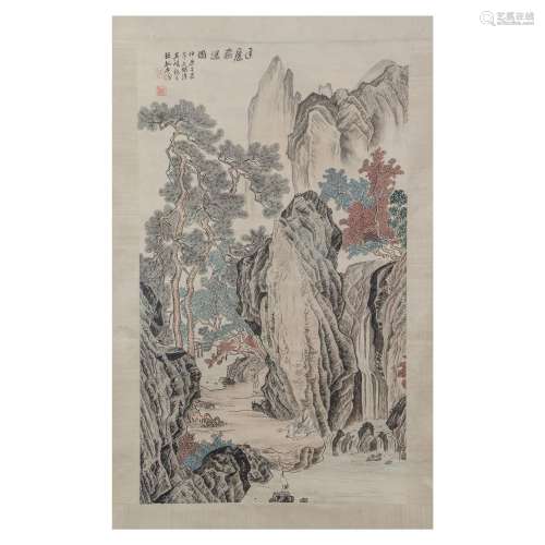 A CHINESE PAINTING OF MOUNTAINS LANDSCAPE,SIGNED WU GUANDAI