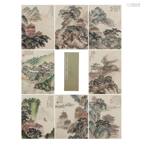 A CHINESE ALBUM PAINTING OF LANDSCAPE,SIGNED PU RU