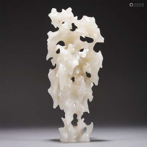 A CARVED WHITE JADE SCHOLAR ROCK