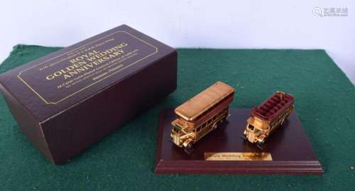 A limited boxed 24 Ct - plated AEC Regent open top bus and A...
