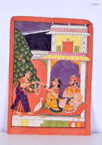 An Indian Mughal style watercolour 21 x 15 cm.