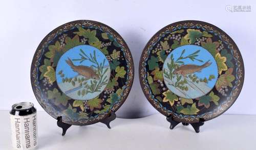 A Pair of Japanese Meiji period cloisonne dish, decorated wi...