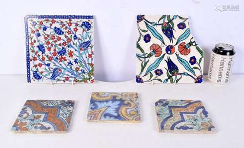 A collection of Middle Eastern glazed tiles largest 20 x 20 ...