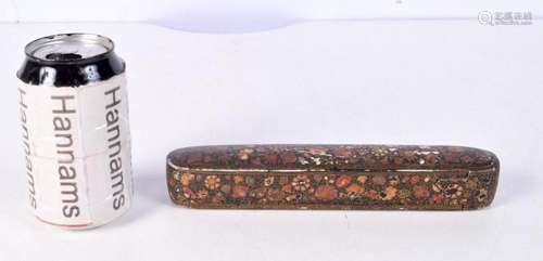 A Persian paper mache sliding pen box 23 cm