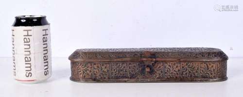 An early Islamic bronze pen box with chased floral decoratio...