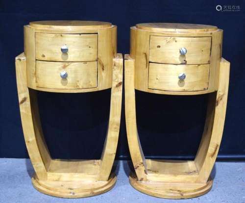 A pair of Art Deco style wooden 2 drawer bedside cabinets 72...