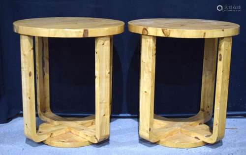 A pair of Art Deco style wooden tables 64 cm (2).