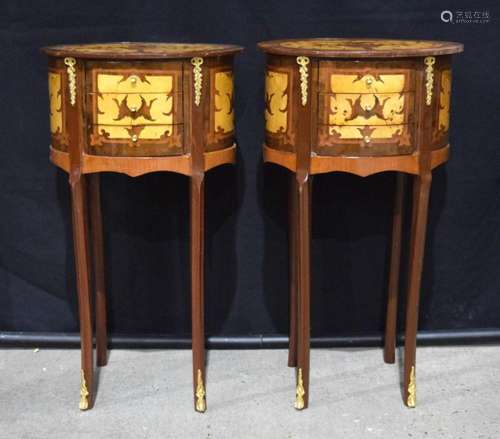 A pair of Baroque style marquetry 3 drawer chests 71 cm