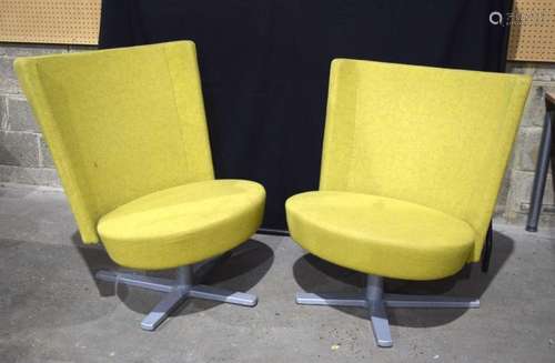 A pair of Swedish Cetrum upholstered swivel chairs by Sandin...