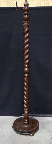 A mahogany barley twist lamp stand 157 cm