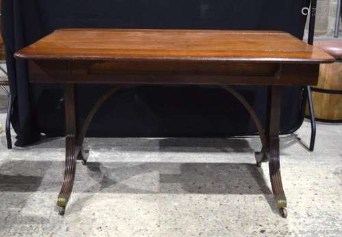 A 19th Century mahogany 2 drawer drop leaf table 72 x 121 x ...