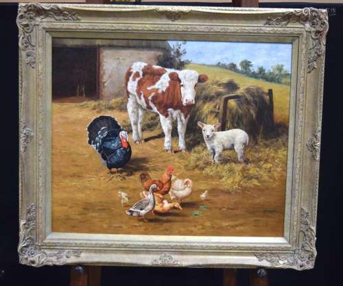 Stephen Park (B.1953) Oil on canvas depicting animals in a f...