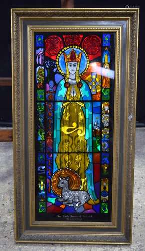 Framed limited edition mixed media and stained glass picture...