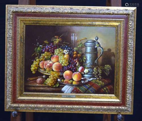 Elia Josza (B. 1932) framed oil on board still life study of...