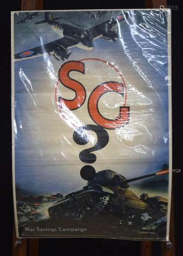 World War II 1943 War savings poster 75 x 48 cm