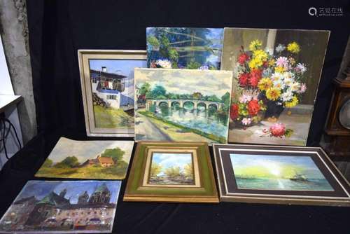 A collection of oils paintings still life, landscapes etc la...