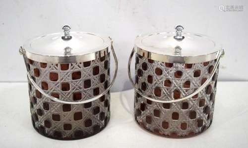 A pair of Bohemian style glass biscuits barrels 15 x 13 cm (...