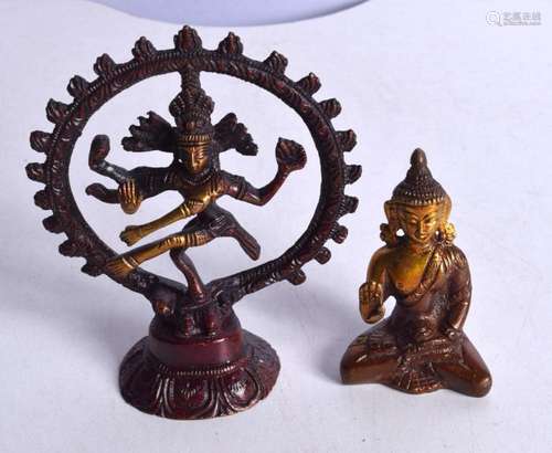 A bronzed metal Hindu Shiva together with a small Buddha 13 ...