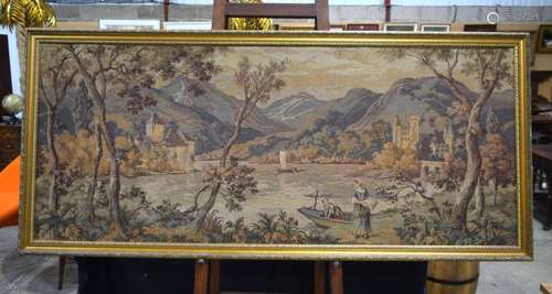 A large framed early 20th Century continental Tapestry 69 x ...