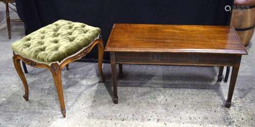 A small lidded mahogany table together with a Victorian upho...