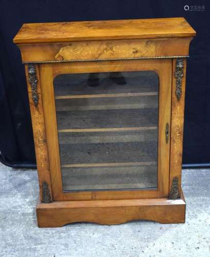 A glass fronted 19th Century Walnut inlaid glass fronted dis...