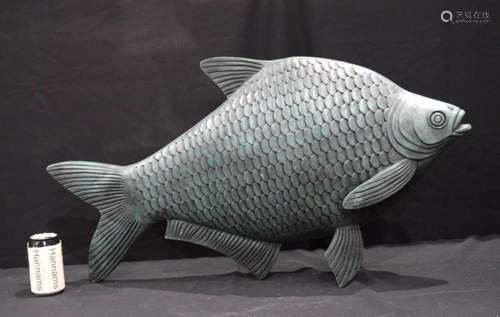 A large bronze carp 46 x 86 cm.