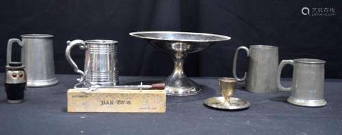 A Miscellaneous collection of Silver plate, Pewter Tankards ...