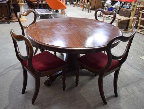 A William IV Mahogany breakfast table with four upholstered ...