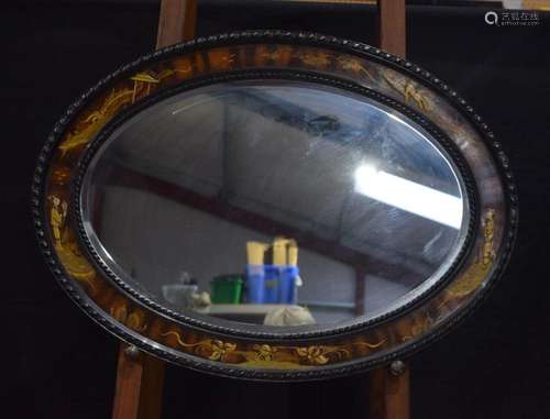 An Edwardian bevelled mirror decorated with lacquered Chines...