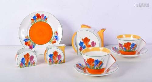 Boxed Clarice Cliff Tea for two series , Crocus tea set larg...