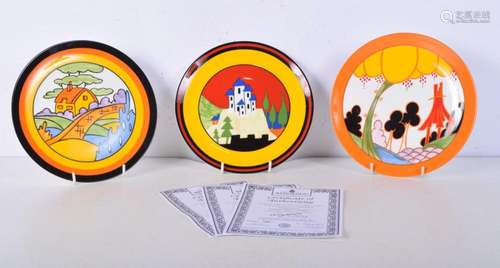 A collection of Clarice Cliff Bizarre plates "Blue Luce...