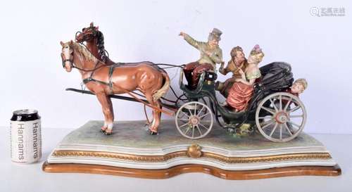 A Capo di monte Horse and Carriage by Bruno Merli 32 x 66 x ...