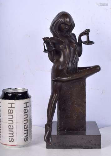 A bronze signed Zodiac Libra figure of a female 28 cm