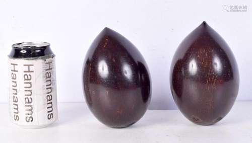 A pair of polished Coconut shells 14 cm (2)