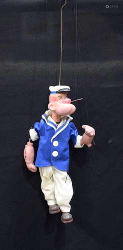 A vintage Popeye puppet 30 cm.