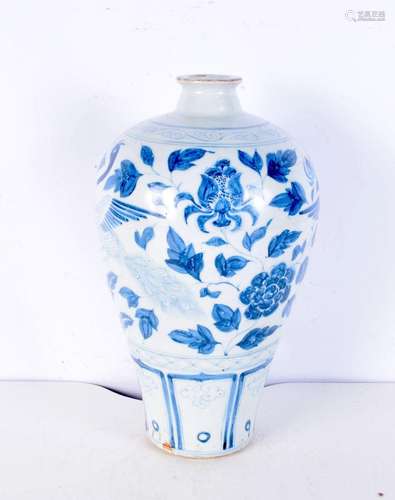 A large Chinese blue and porcelain mei ping vase, painted wi...