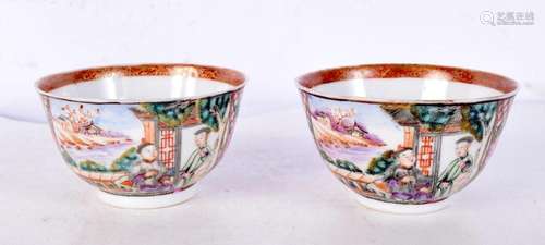 A pair of 18th century Chinese export mandarin porcelain tea...