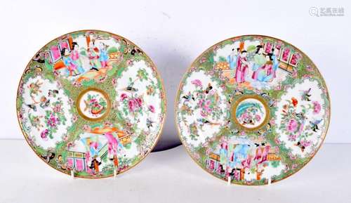 A pair of 19th century Chinese canton enamel famille rose po...