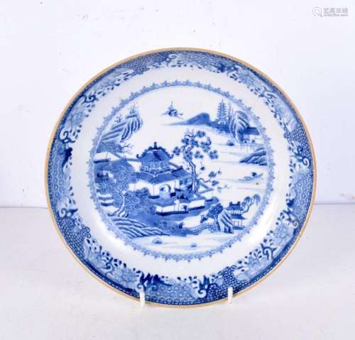 An 18th century Chinese blue and white porcelain dish, paint...