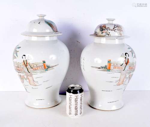 A large pair of Chinese famille rose porcelain baluster vase...