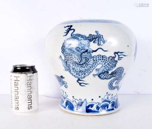 A large Chinese blue and white porcelain vase painted with m...